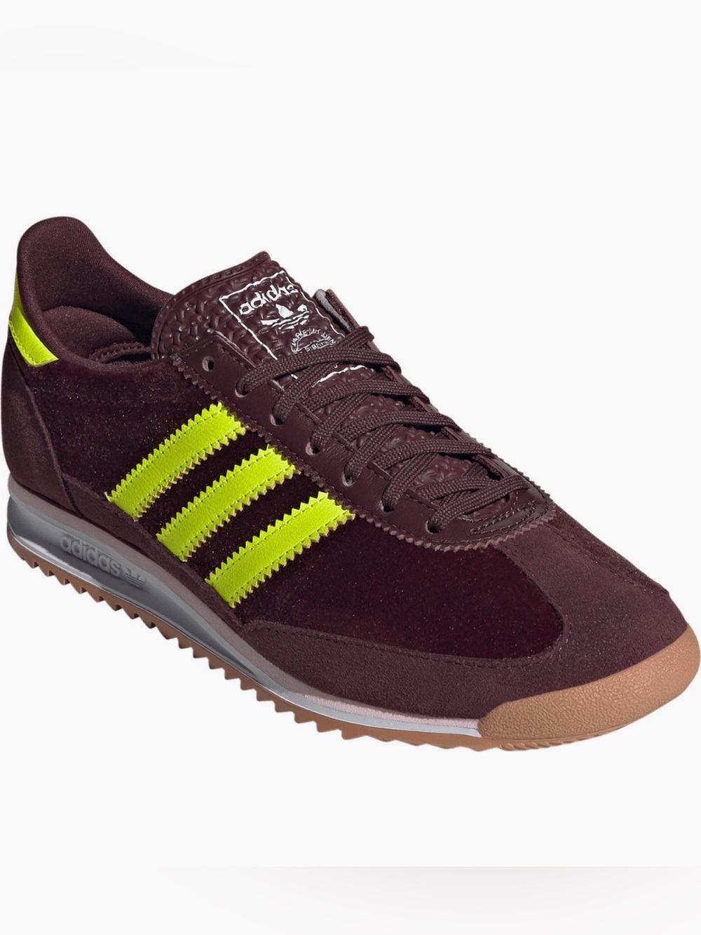 adidas Maroon and Neon Yellow Athletic Sneakers